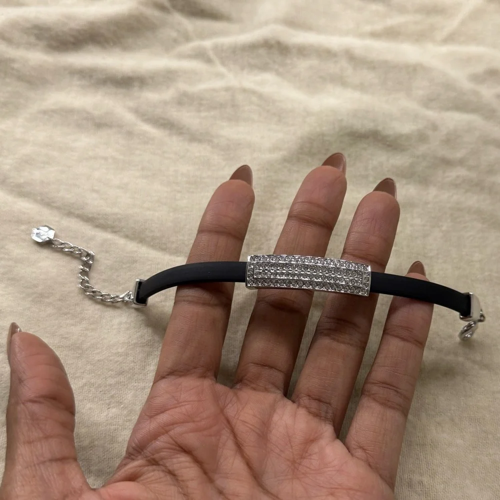 Touchstone crystal rubberized sterling silver bracelet - Picture 3 of 6